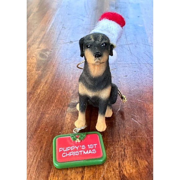 Vintage 90s Ganz Rottweilier Christmas Ornament Dog New Puppy's First Ch… - Picture 2 of 12